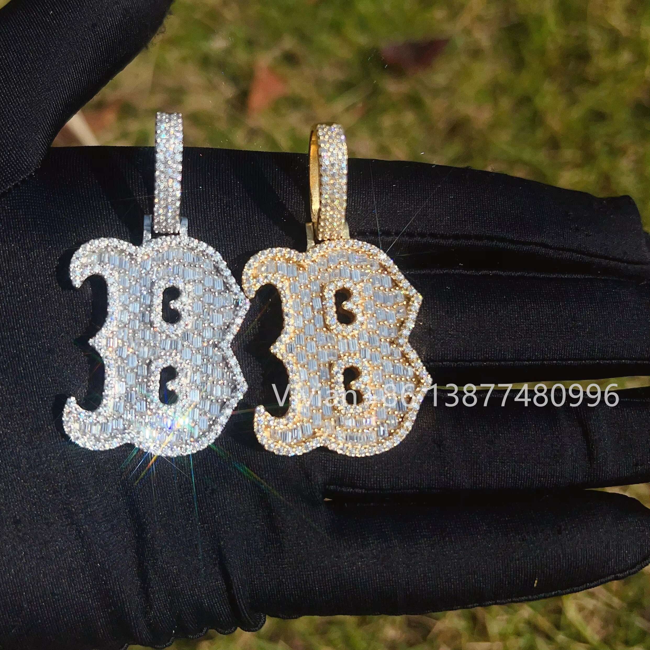 Popular Gold Plated 925 Sterling Silver Cross Diamond Vvs Moissanite Necklace Pendant