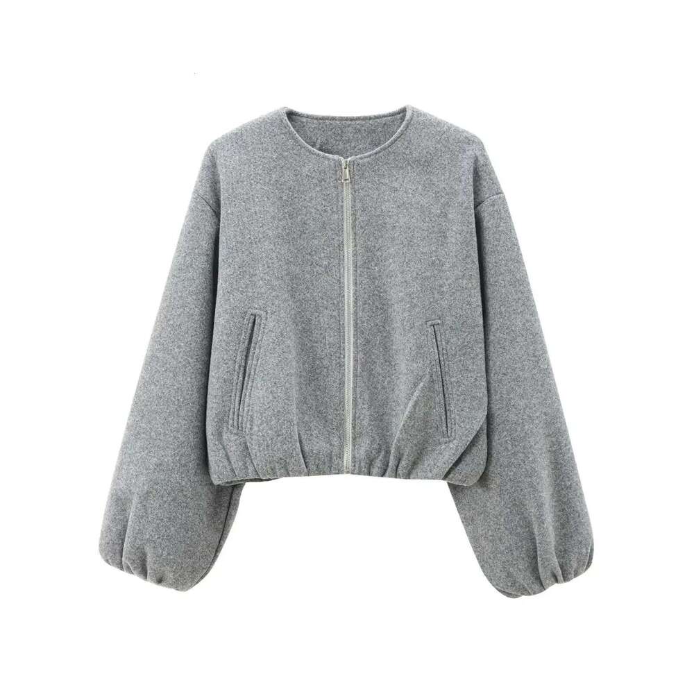 Designer Clothes Designer Clothes XNWMNZ Women's Fashion Autumn/Winter Soft Bomber Jacket Women Retro Round Neck Long Sleeve Elastic Hem Zipper F