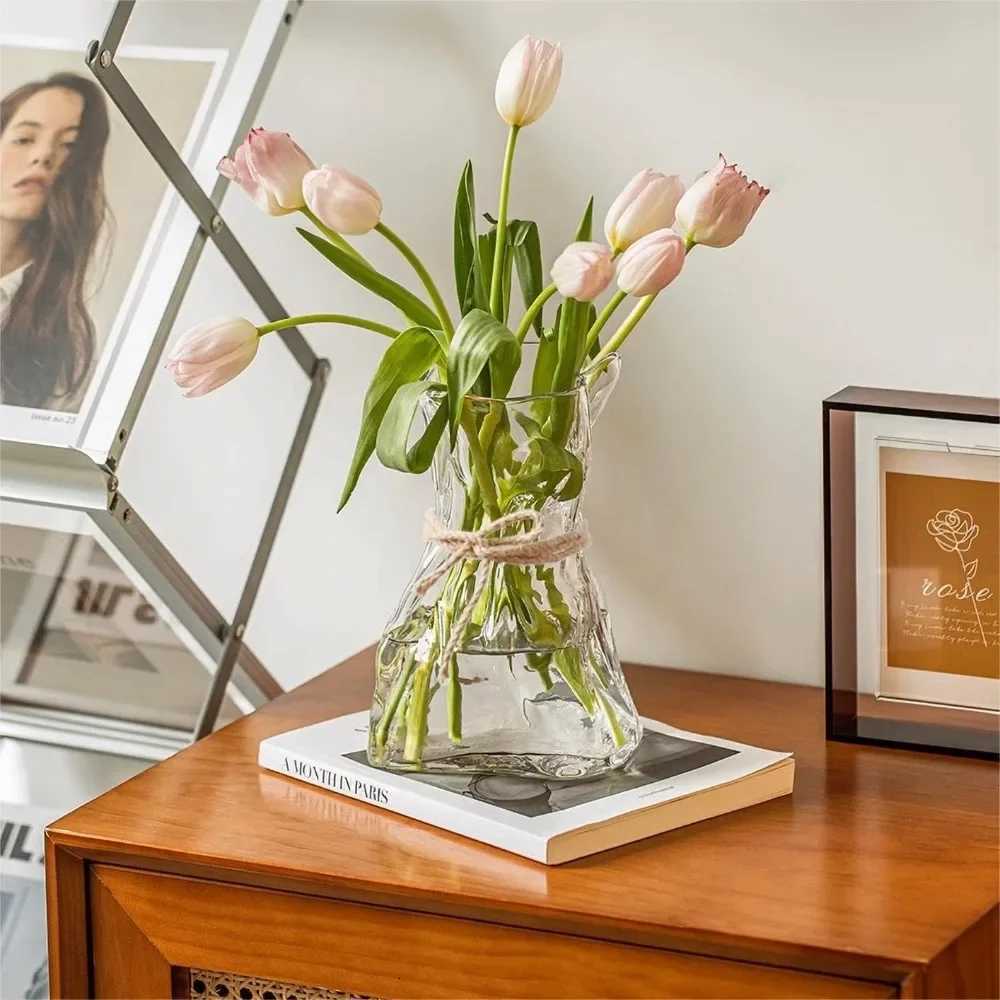 6 inch small glass vase irregular transparent vase suitable for center table interior table decoration modern art deco vase C251124