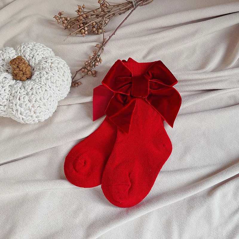 New Winter Autumn Baby Girls Socks With Big Bows Kids Ankle Cotton Socks Toddlers Cute Short Christmas Socks For 0-5Years G251124