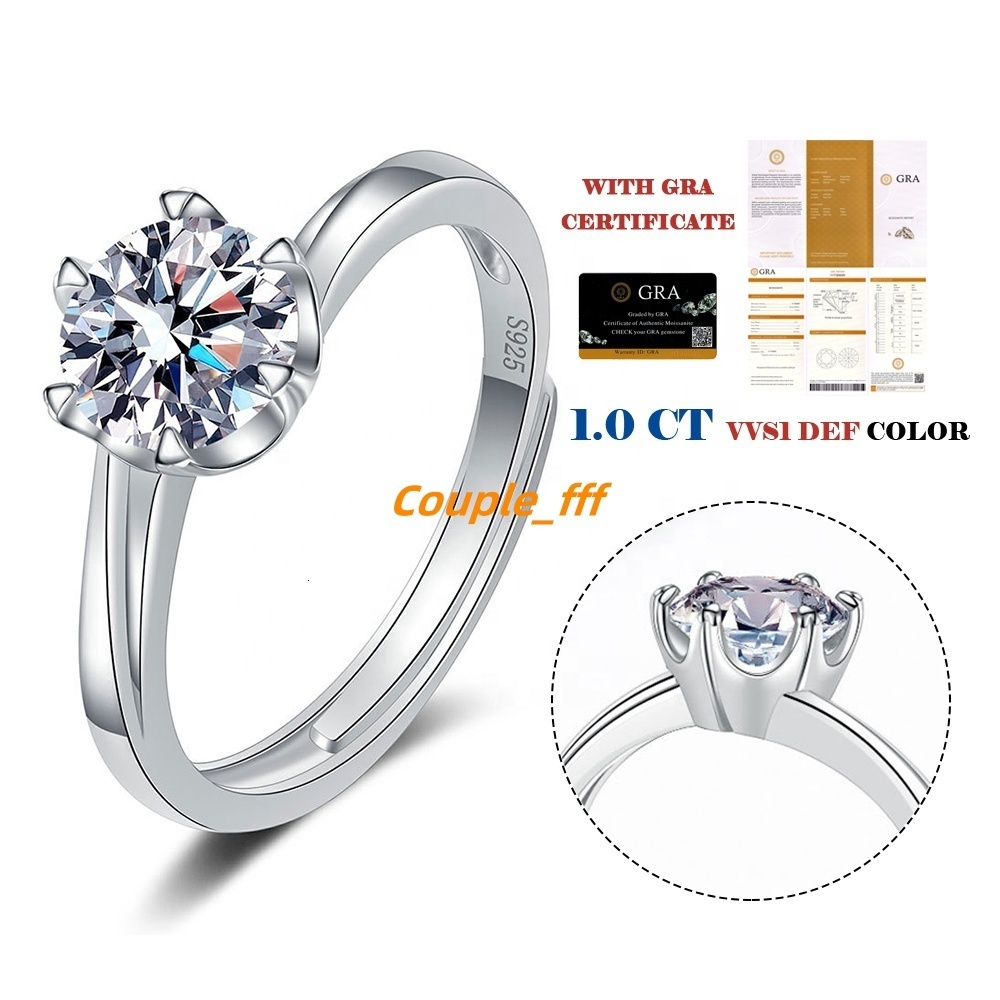 Hot Sell Sterling Silver Rings 925 Customized Moissanite Non Fade Silver Jewelry Luxury Wedding Engagement Ring for Women