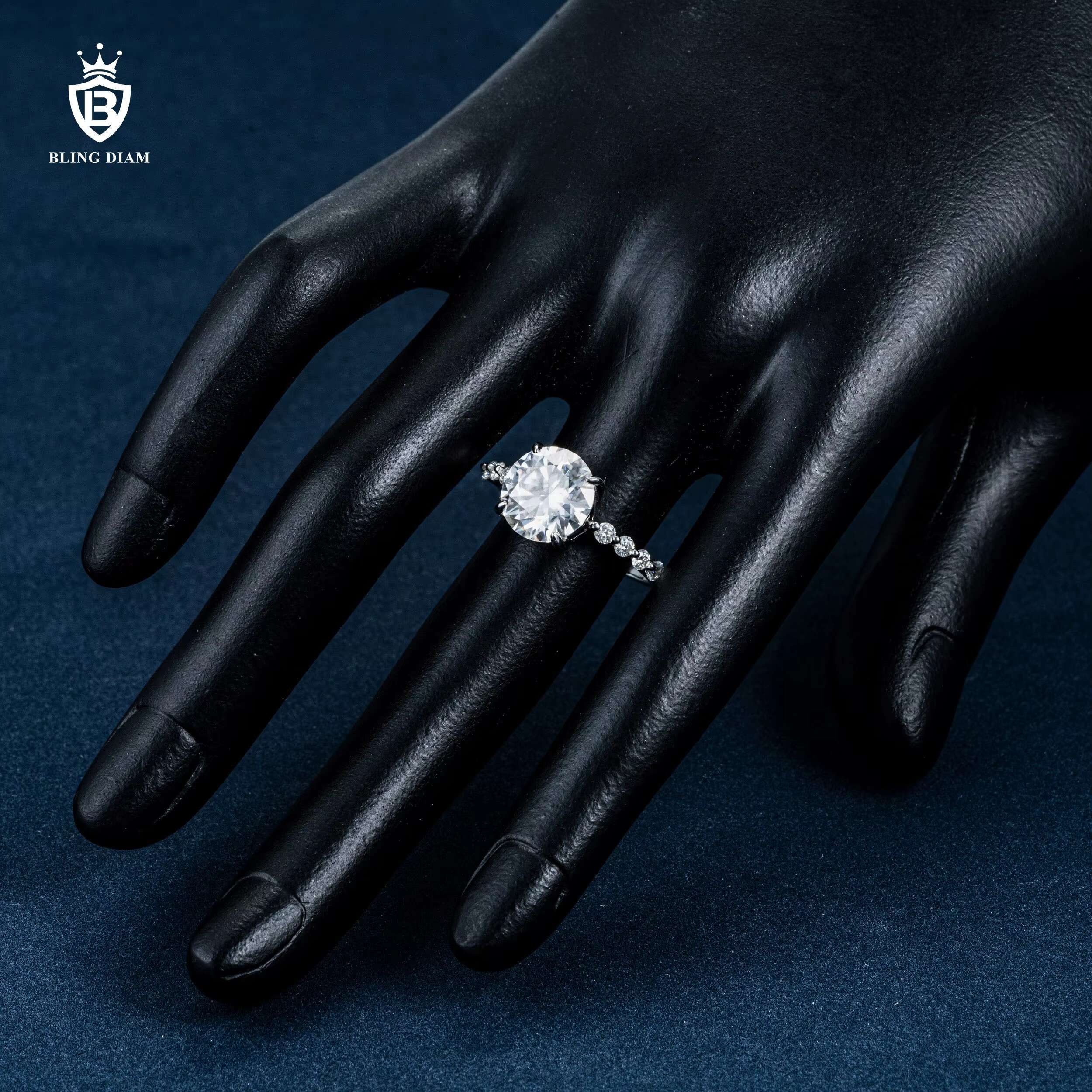 Blingdiam Wedding Engagement Diamond Ring Set Jewelry Women Jewelry 925 Sterling Silver Vvs Round Moissanite Ring for Women