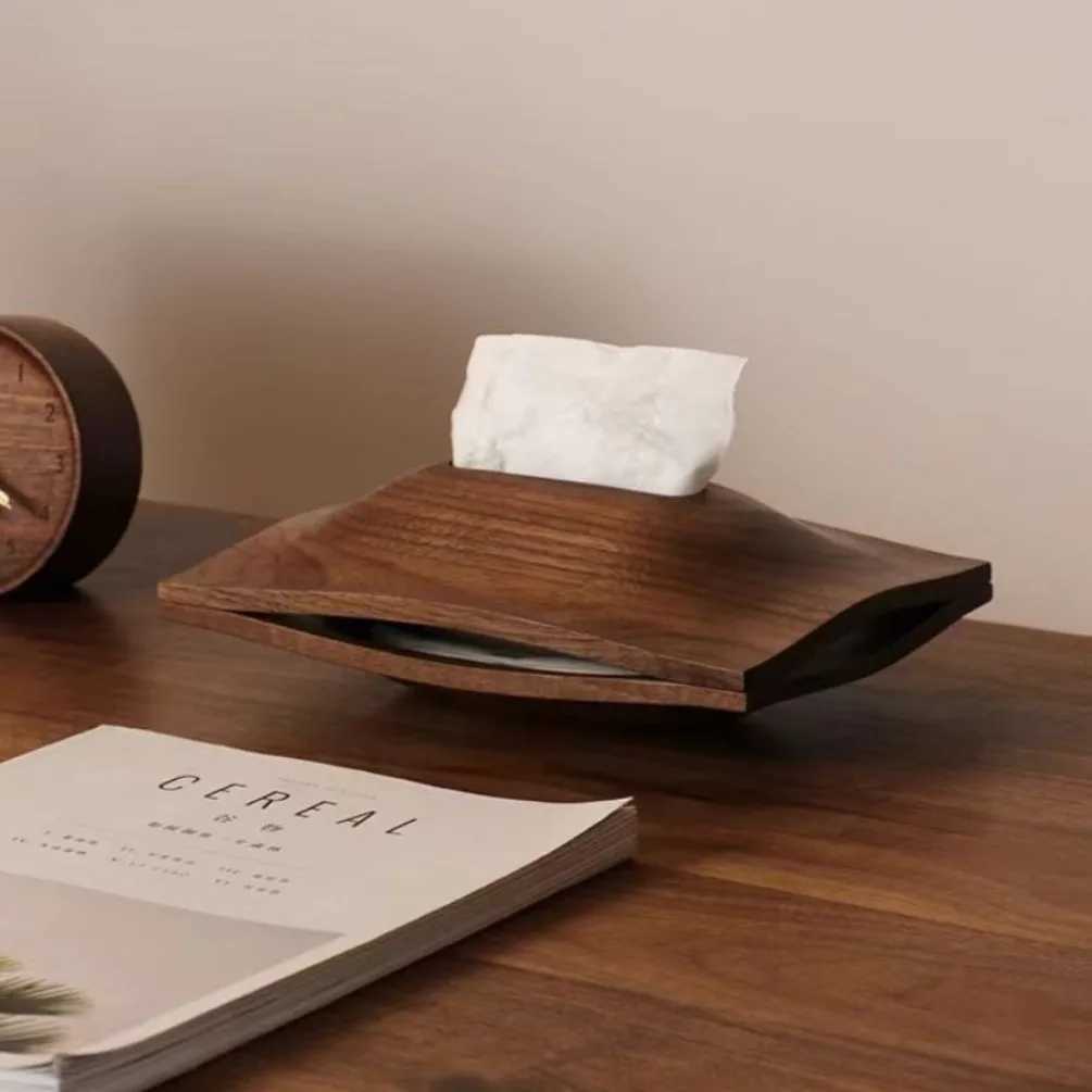 Retro Tissue Box Luxury Walnut Wooden Napkin Holder Home Coffee Table Decoration Napkin Storage Case Vintage Handkerchief BoxesM251124