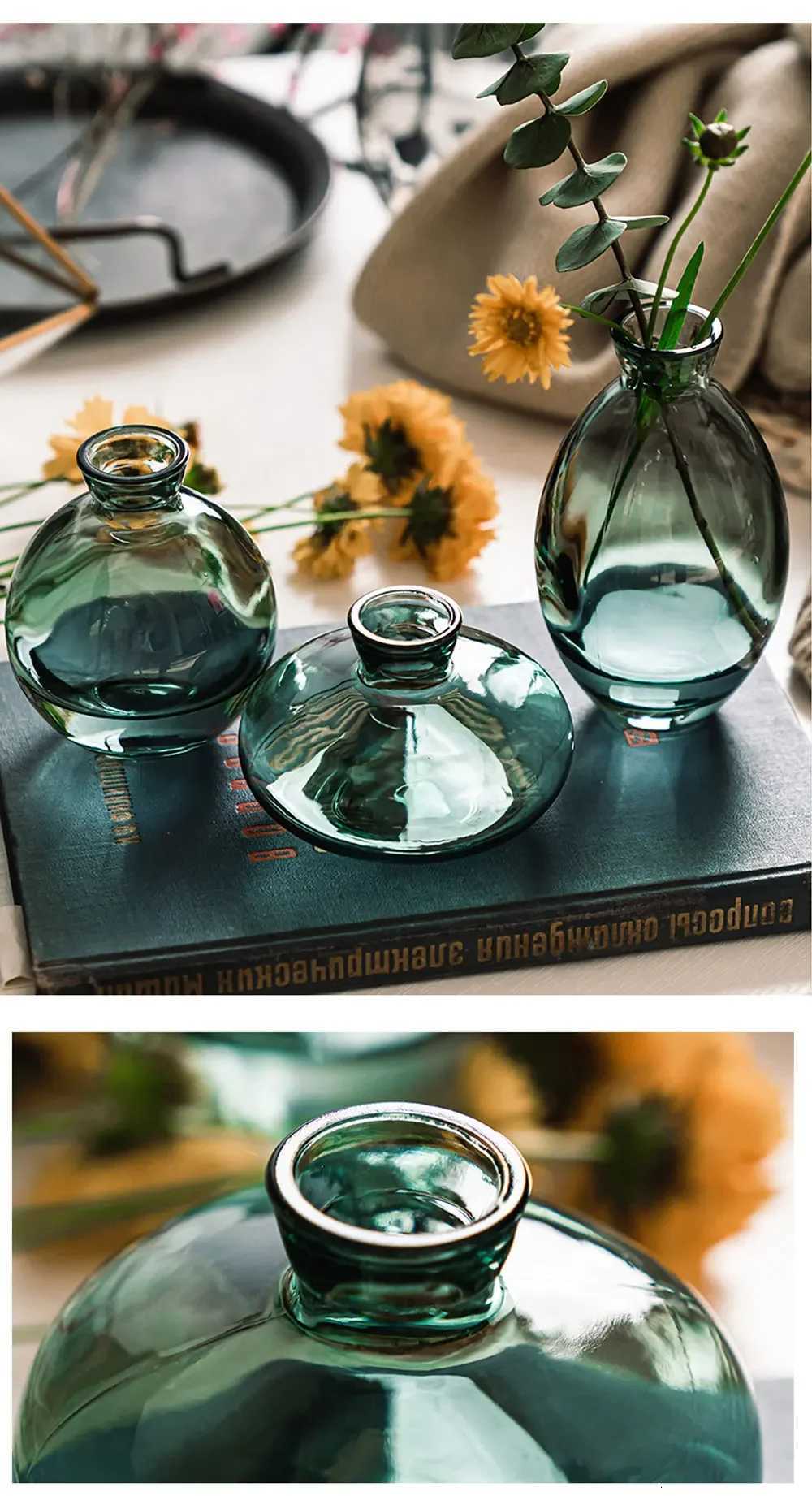 3PCS Creative Mini Vase Set Transparent Glass Home Decoration Design Crafts Desktop Flowers Dried Arrangement Living Room C251124