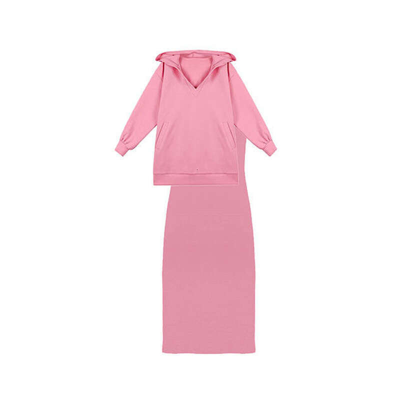 2025 Spring Western Style Casual Age Reducing And Slimming Women's Fashion Set, Plus Size Hoodie, Two-Piece Set With Meat Covering, Dress