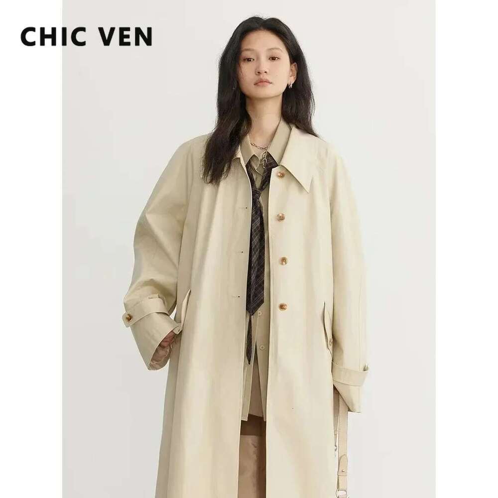 Designer Clothes CHIC VEN Women's Long Trench Coat Casual Outerwear Loose Ladies Overcoat Single Breasted Female Windbreaker Spring Autumn
