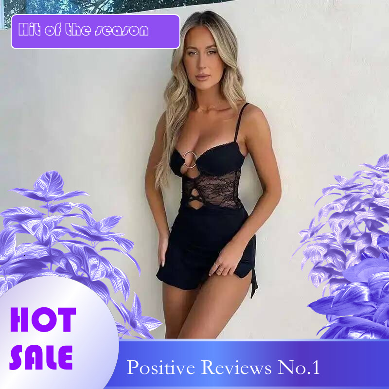 Dongdumaoyi Townlike Lace Patchwork Slim Bodycon Dress Women Spaghetti Strap Mini Spring Summer Nightclub Sexy Party Dresses