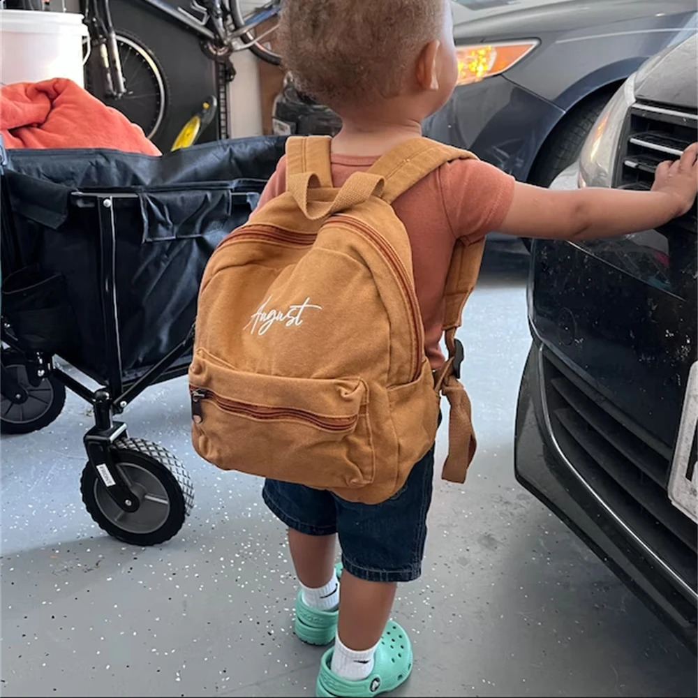Custom Name Boys Girls Schoolbag New Personalized Student Canvas Travel Backpack Washable Small Outdoor Backpack with Names R250424