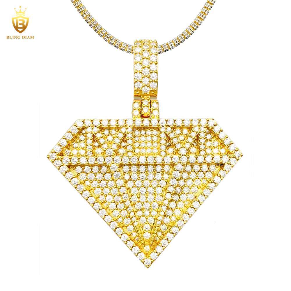 Unique Fashion Jewelry Hip Hop Style Necklace 925 Sterling Silver Vvs Moissanite Diamond Pendant Iced Out
