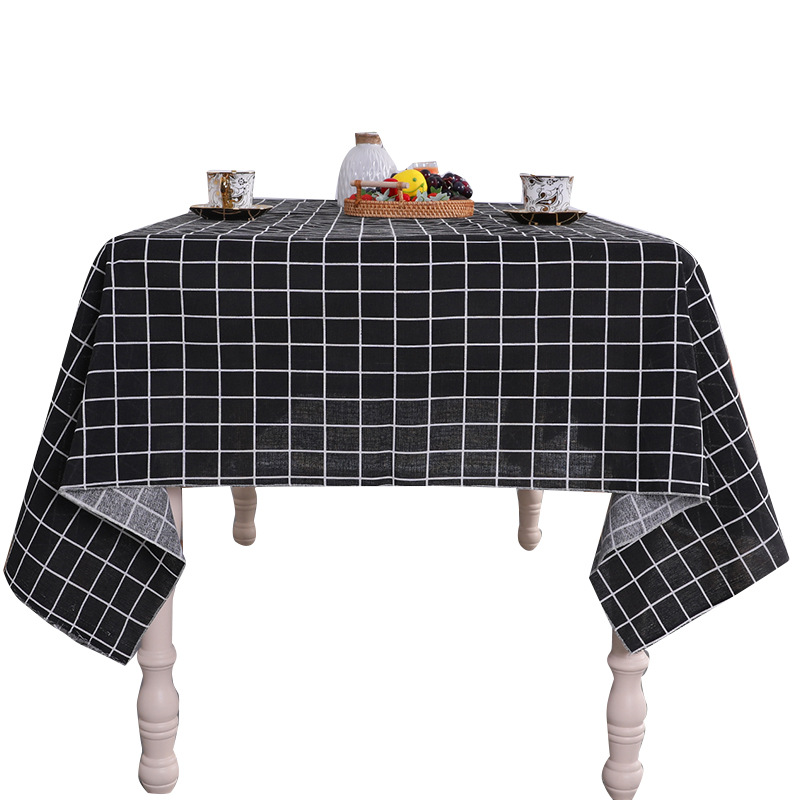 Simple and fresh cotton and linen checkered tablecloth, dining table fabric, home use, tablecloth, placemat YCD401