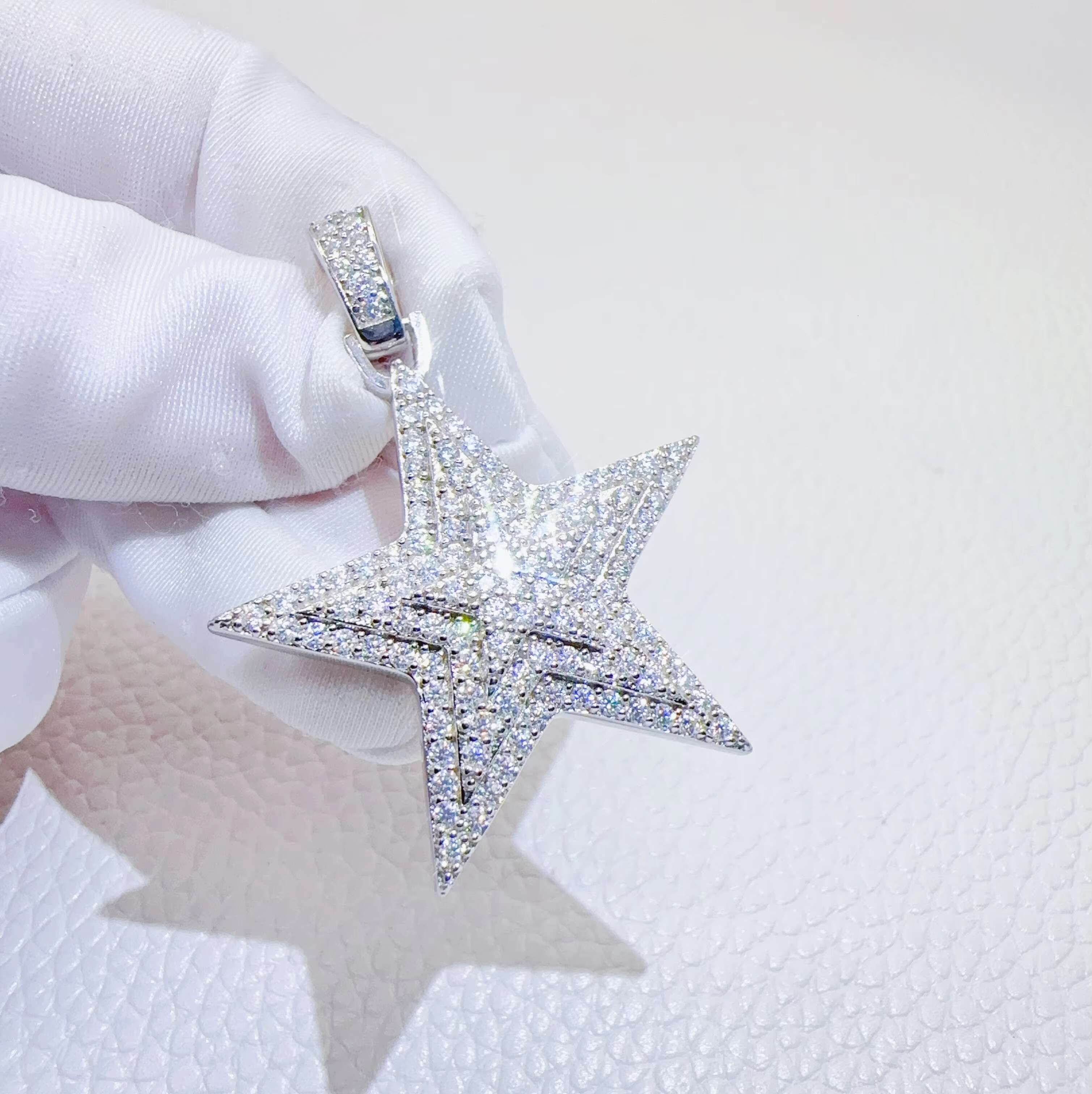 Moissanite Jewelry VVS Lab Diamond Iced Out Custom Pendant Hip Hop Star Pendant for Men women