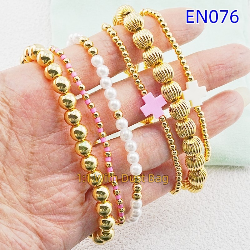Enewton 1:1 Gold Luxury Jewelry Beaded Gold Bracelet Women Birthday Christmas Gift EN076