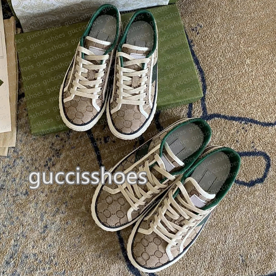 Tennis 1977 Canvas shoes jumbo sneaker Designers Womens Shoes Italy Green And Red Web Stripe Rubber Sole Luxurys Stretch Cotton Low Top Mens