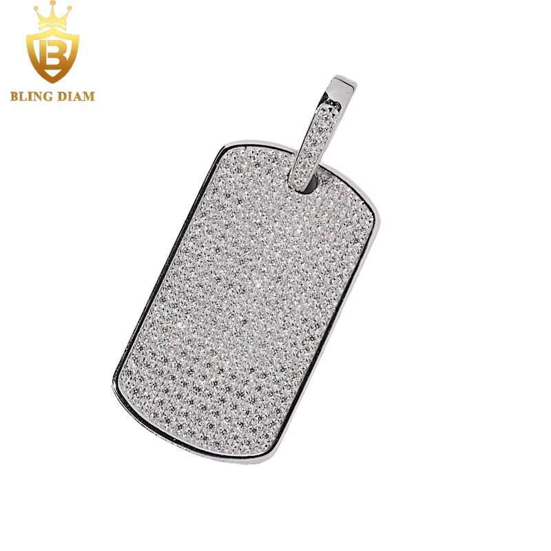 Wholesale Price Rectangle Pendants Hip Hop Fine Jewelry Moissanite Iced Out 925 Silver Charm Pendant