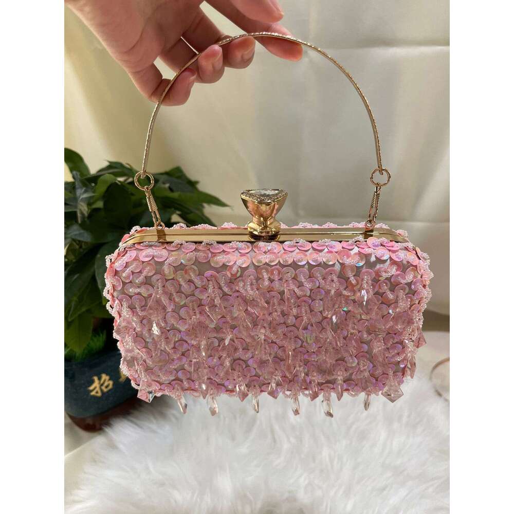 New Embroidered Beaded Glitter Handbag For Women, Fashion Handheld Crossbody Bag, Banquet Bag