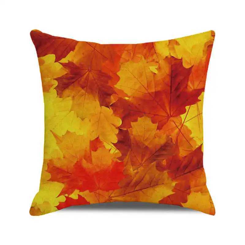 Happy Thanksgiving Autumn maple leaves Digital printing short plush pillow covers for car sofa office cushion cover home goods G251124
