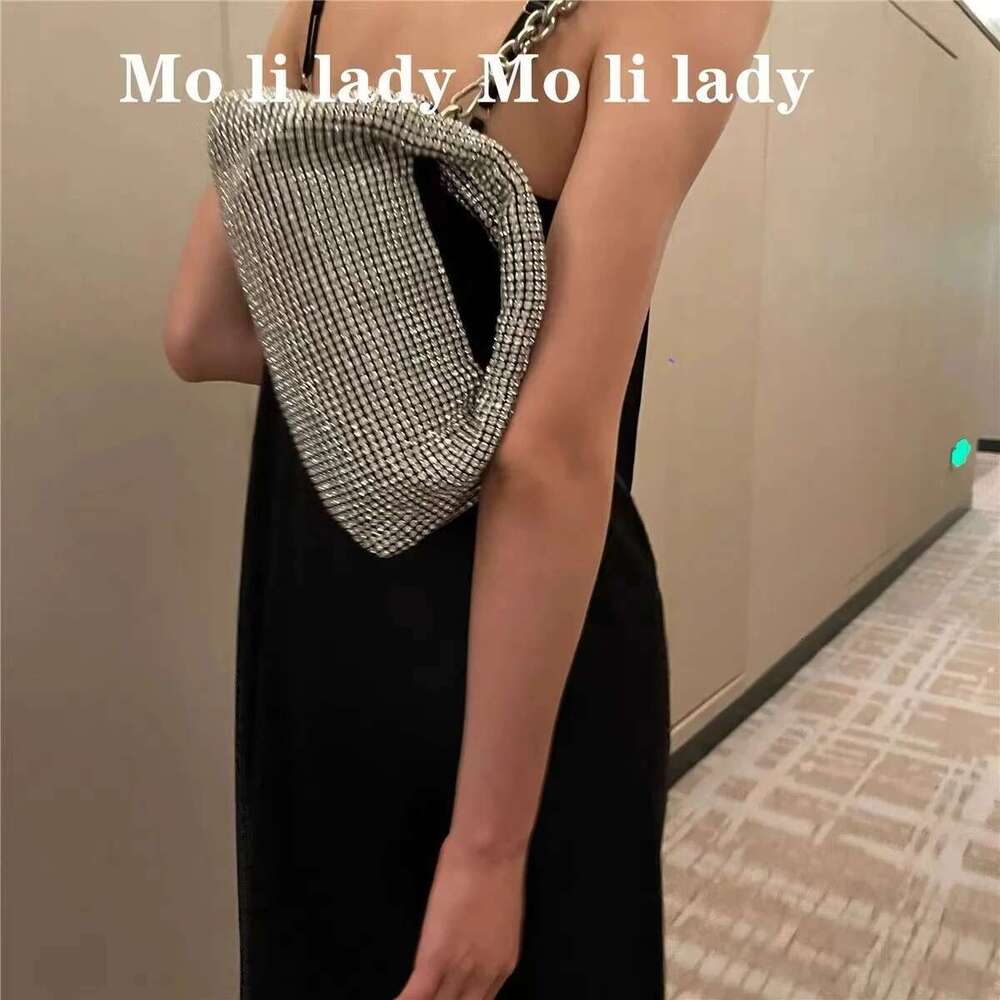 Designer Bag 2025 High Quality Glitter Women Handbag Crystal Shiny Rhinestones Dia Evening Wedding Party Clutch Purse Shoulder Chain Bag Luxury Bag