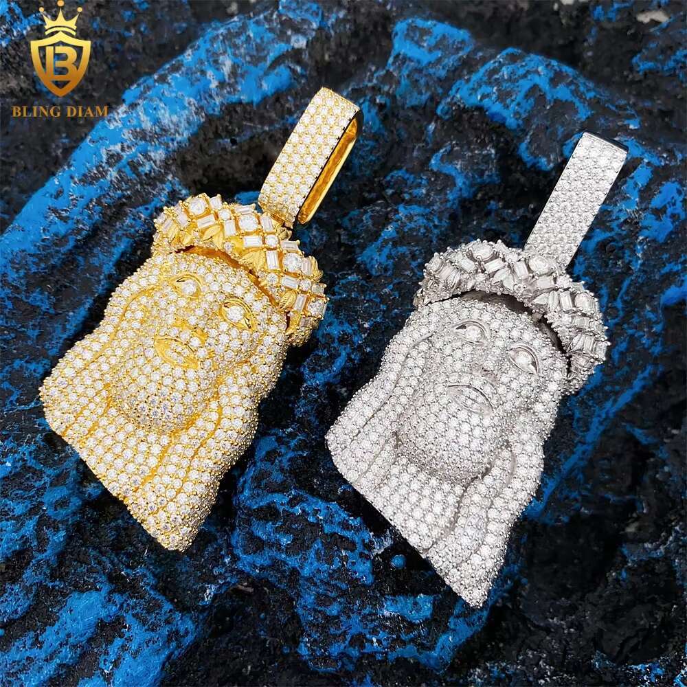 Wholesale Iced Out Hip Hop Jewelry Jesus Necklace Diamond Moissanite Custom Pendant 925 Sterling Silver
