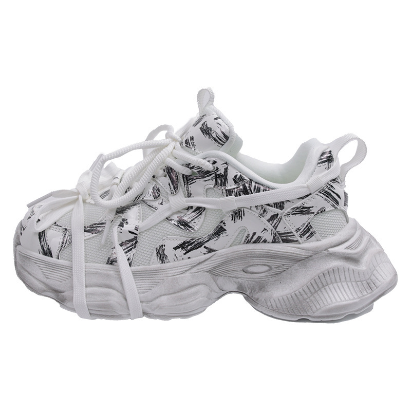 Make old dad shoes Graffiti Thick Sole Heightening Couple Casual Men S Fashion Shoes Ddmysaturn