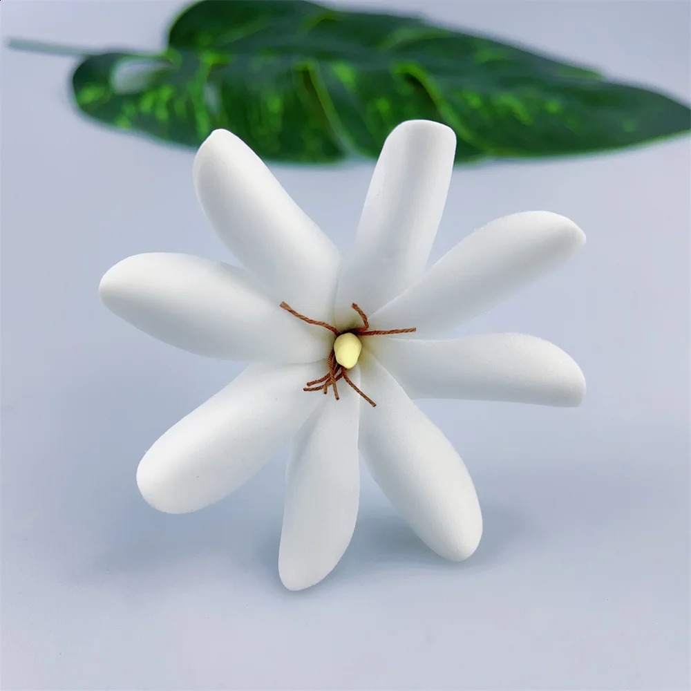 8CM Foam Tiare Flower Hair Pick Ear Flower Tahitian Gardenia Tropical Hawaii Hula Flowers Wedding Hair Accessories 10pcs/set 250420