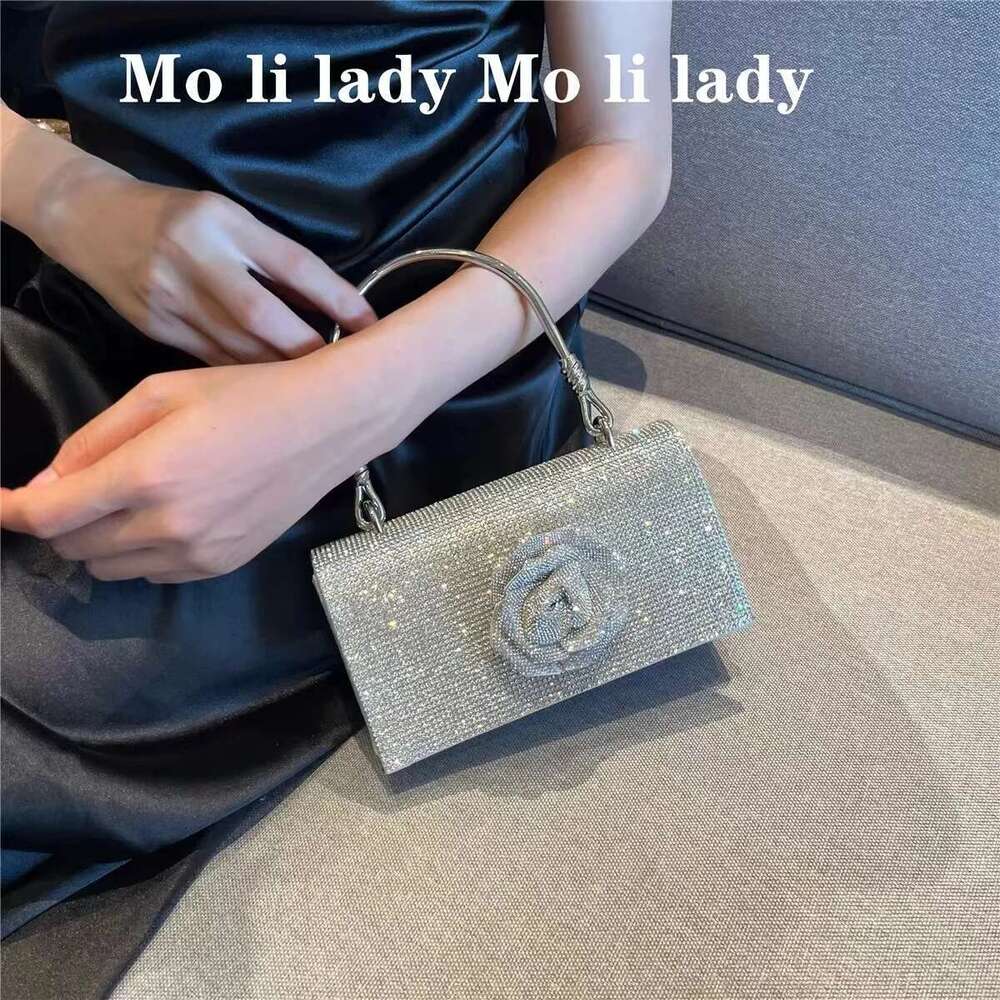 Designer Bag 2025 High Quality Glitter Dia Floral Women Handbag Fashion Rhinestone Evening Wedding Party Clutch Purse Crossbody Bag Luxury Bag