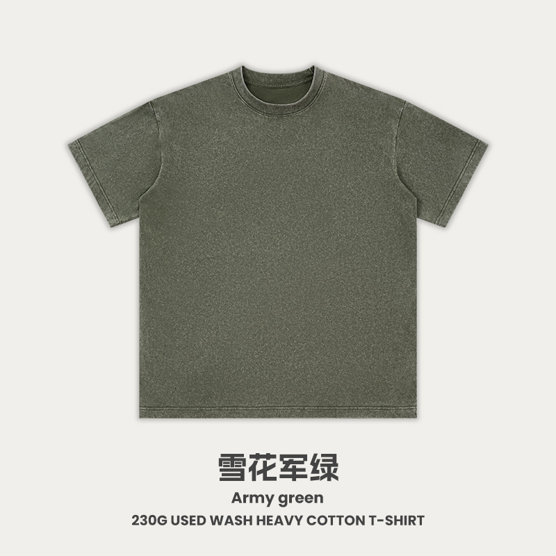230G Washed Worn Short Sleeved T-Shirt Made Of Pure Cotton With Half Sleeves And Oversized Top For Men's Summer