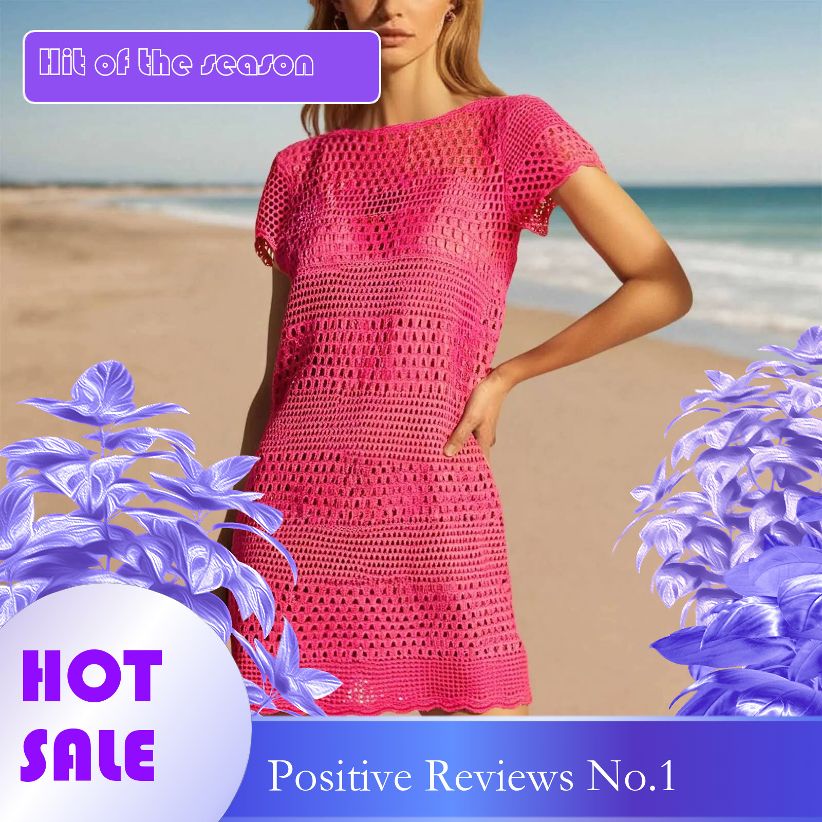 Dongdumaoyi Women Short Sleeved Knit Casual Beach Cover Ups Slim Tops O Neck Sexy Hollow Out Solid Color Knitting Crochet Up