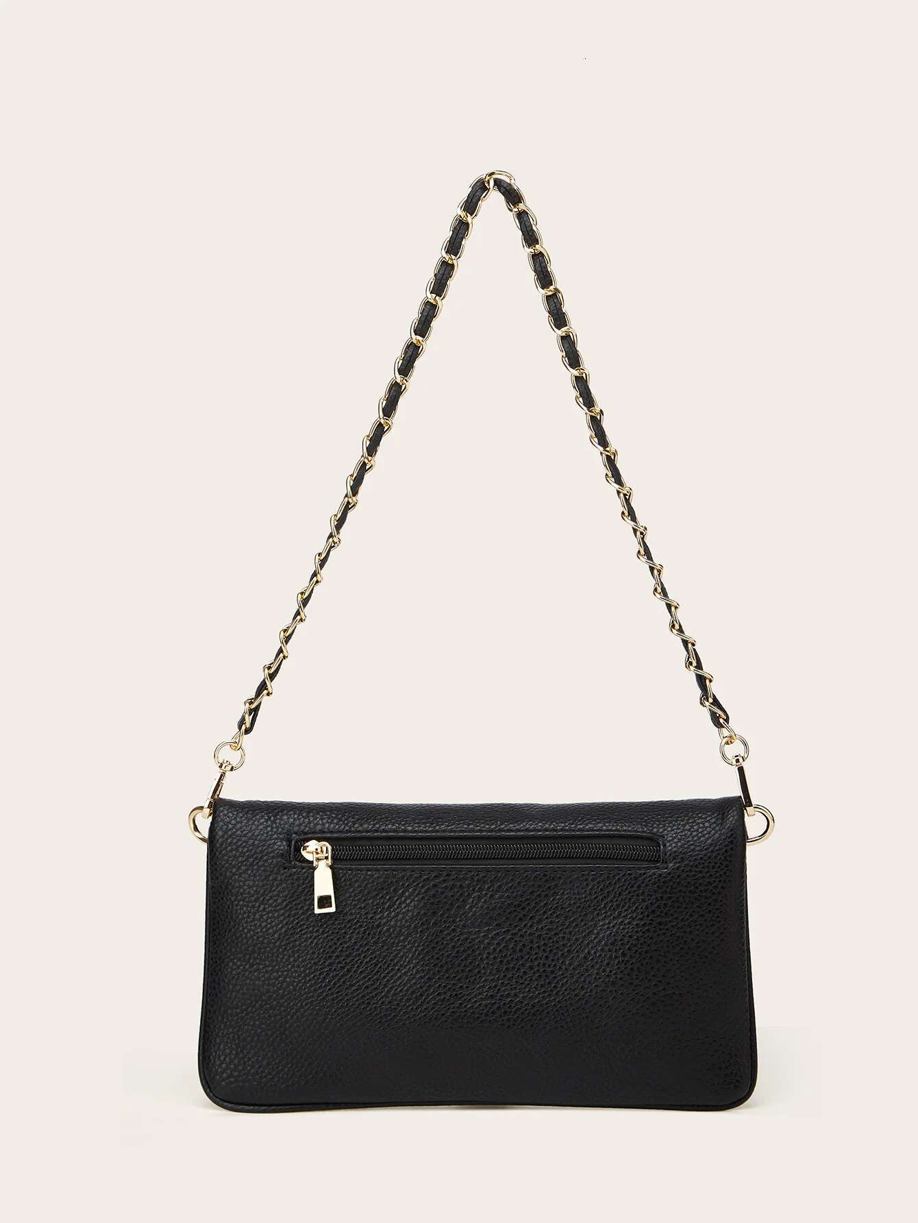 Designer bag New Arrival Black Leather Clutch Bag Gold Chain Strap Double Zipper