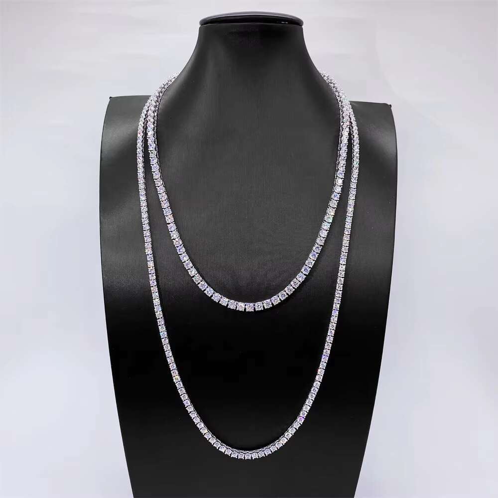 Zuanfa Jewelry Hot Sale Bling Pass Diamond Tester Hip Hop 925 Sliver 3mm Moissanite Tennis Chain