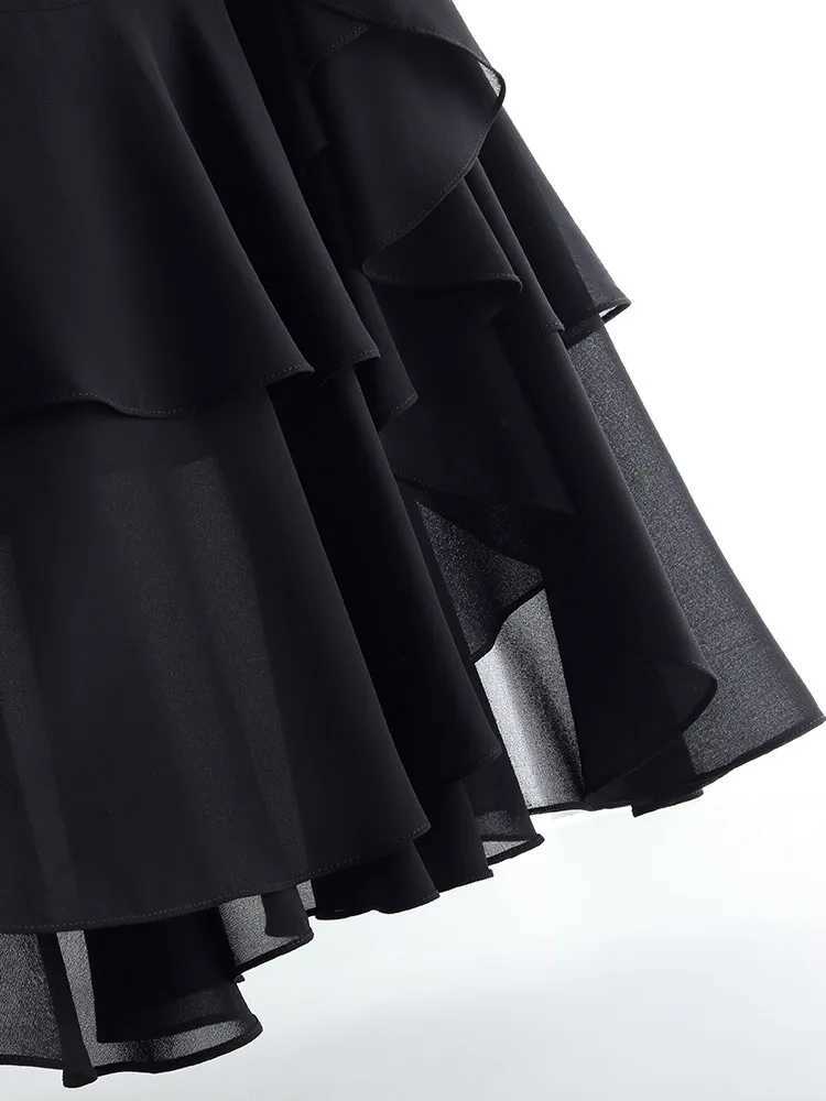 ZUZK Fashion Irregular Tail Chiffon Skiing Elegant High Waist Summer Luxury Party Skiing Women Ruffle Long Skiing M250424
