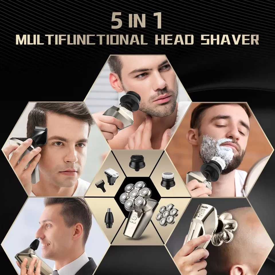 SEJOY 5 IN 1 Rotary Electric Shaver 7D Rechargeable Bald Head Beard Trimmer Razor Mens Electric Hair Trimmer L251124