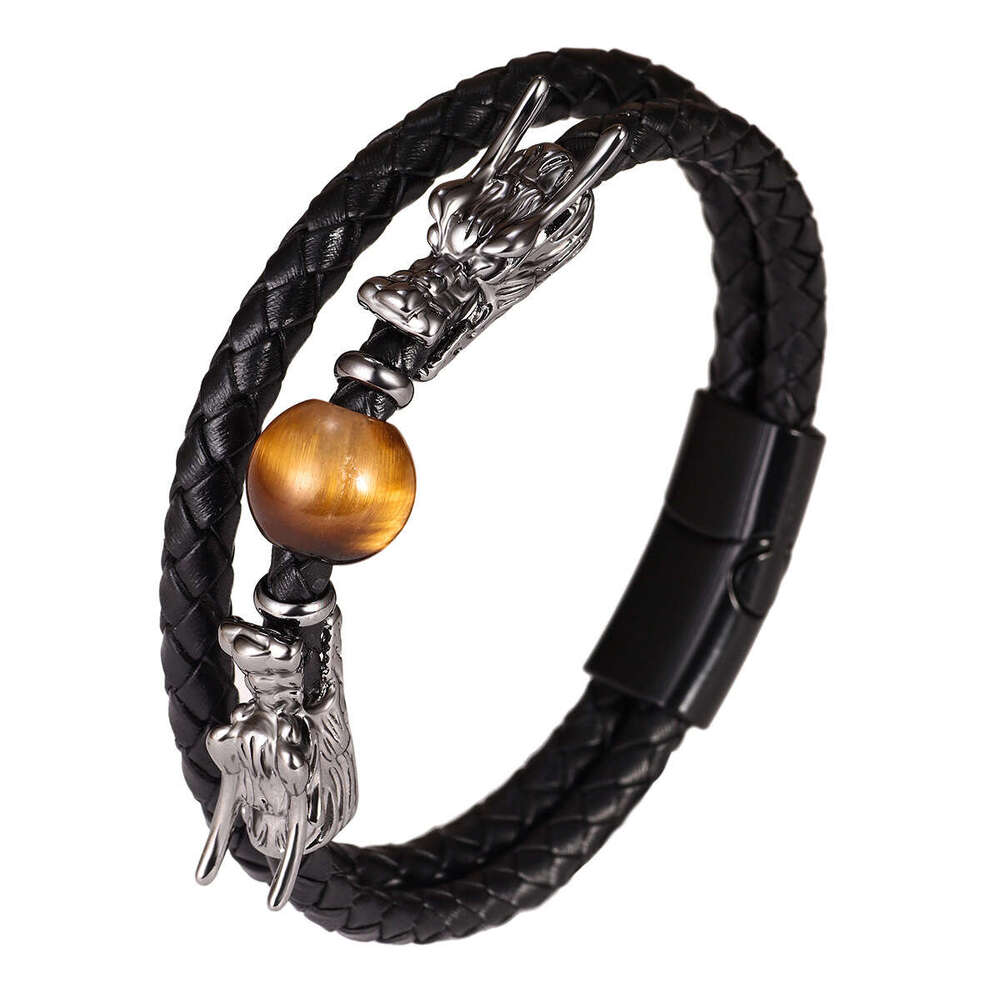 Chinese Loong Bracelet Personalized Double layer Hand woven Alloy Magnetic Buckle Hot Selling Versatile Accessories