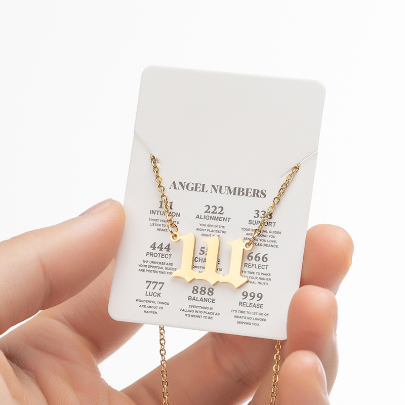 Top source stainless steel 000-999 pendant necklace, niche, light , angel, letters and numbers do not fade