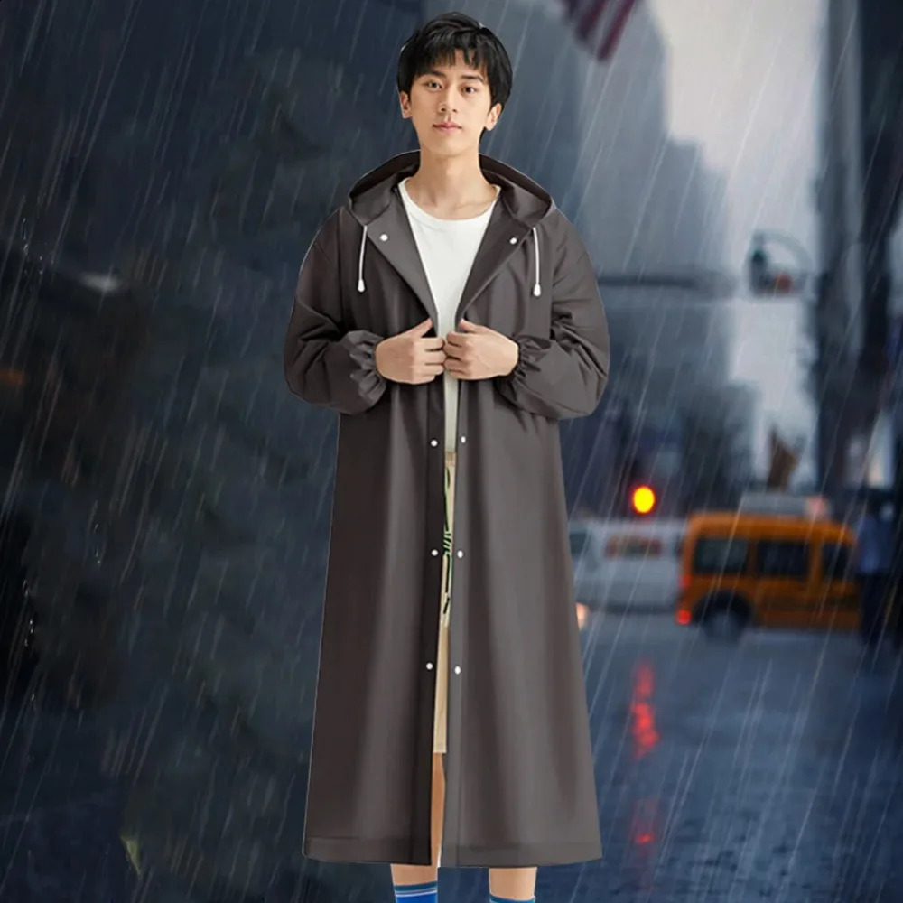 Fashion Adult Waterproof Long Raincoat Women Men Rain Coat Hooded For Outdoor Hiking Travel Fishing Climbing Thickened 250421