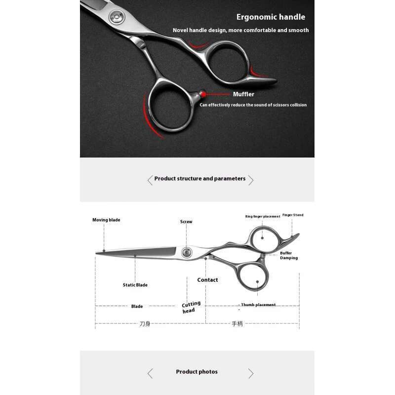 6-Inch Imported from Japan440C Steel Hair Professional Stylist Hairdresser Barber Haircutting Scissors Set