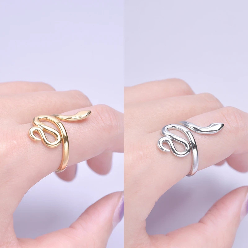 Top source INS style niche design women's fashionable snake shaped opening ring, zodiac fashion ring