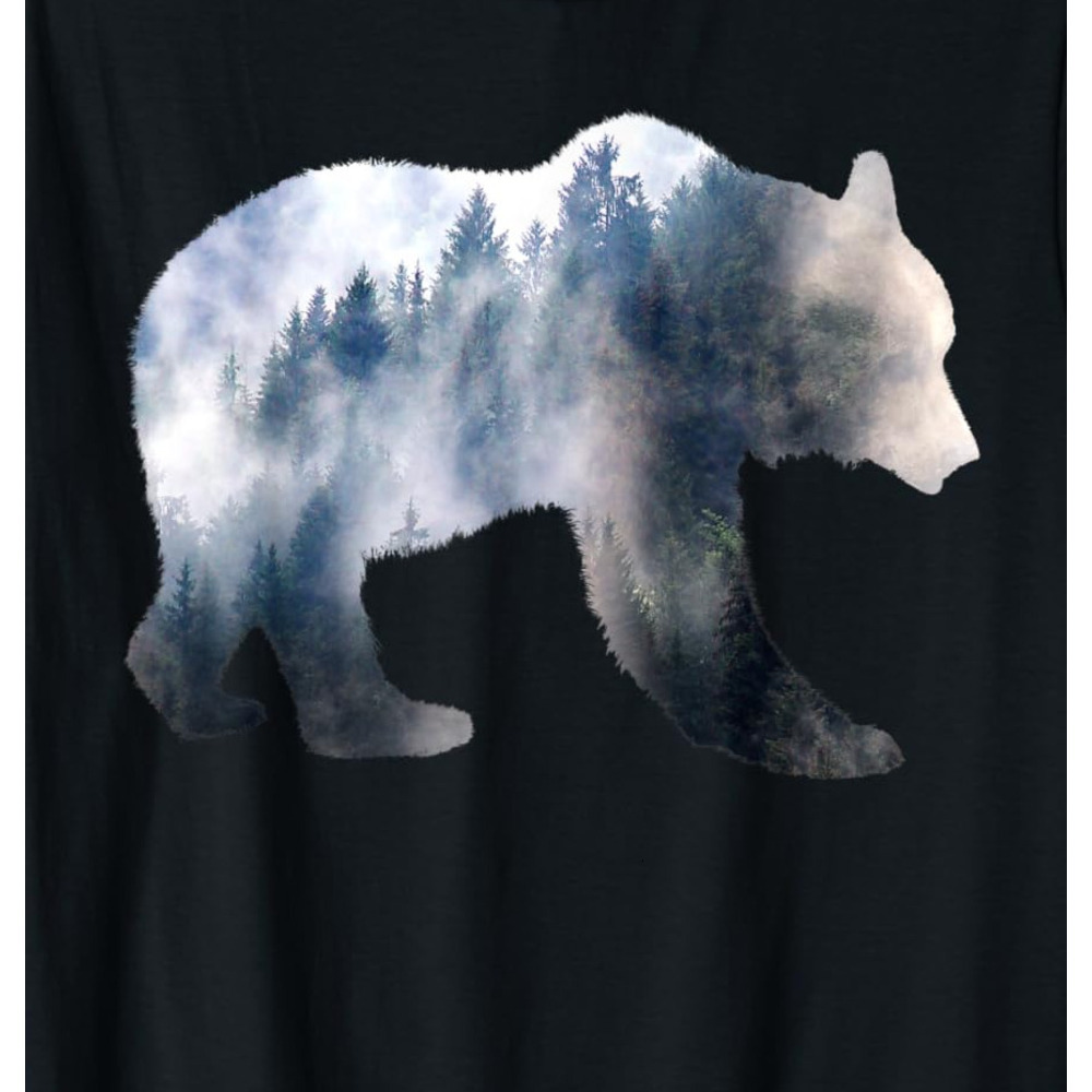 T shirt for Mens Bear Double Exposure Surreal Wildlife Animal Graphic Tee Casual Tops Clothes Short sleeve Fashion Trends