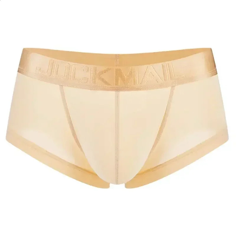 Sexy Underwear Mens Boxing Shorts Ice Silk Original Breathable Ultra Thin Transparent Fun Gay 250417