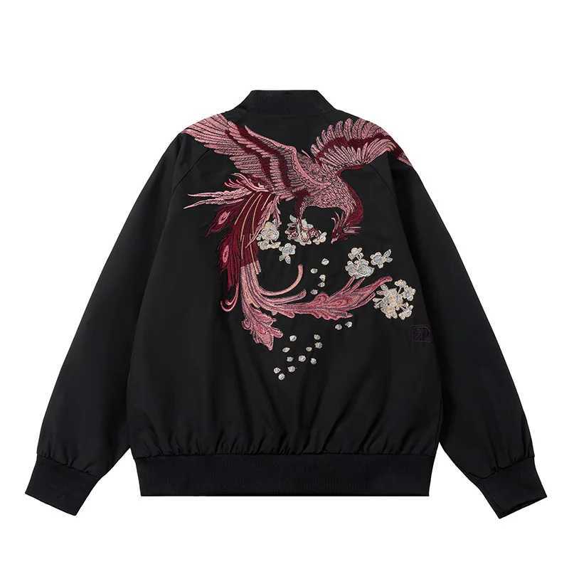 Bomber Jacket Men Phoenix Embroidery Hip Hop Japan Baseball Coat Sukajan Streetwear 2025 Yokosuka Women Spring J251124