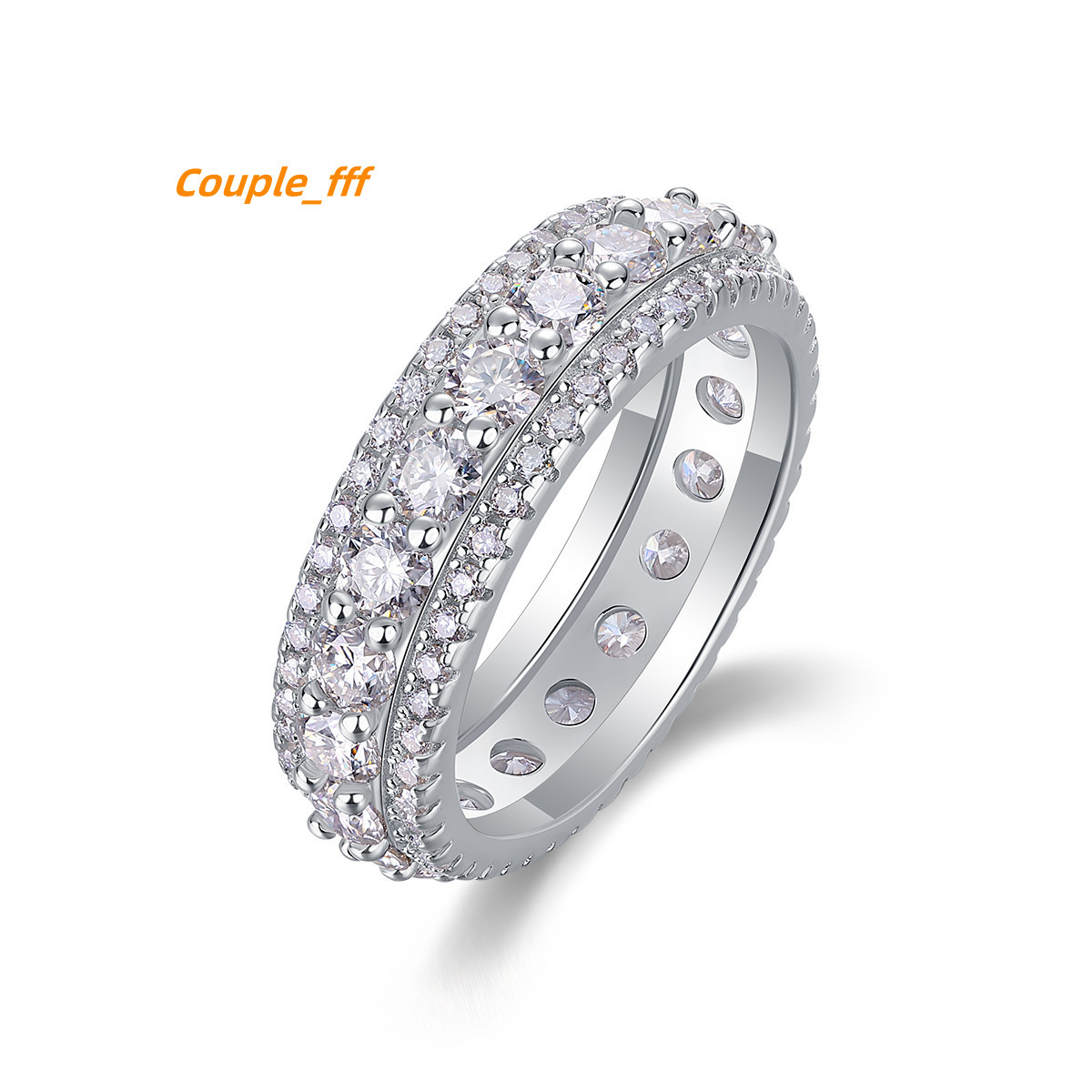 DE Fashion Iced Out Moissanite Ring 6mm Wide Iced Out Moissanite Rings 925 Silver D Color Moissanite Rings with GRA Certificate