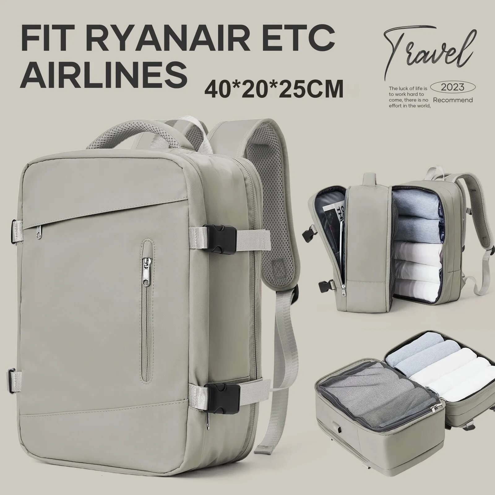Likros Travel Cabin Bag 40X20x25 Ryanair Flight Carry On, Expandable Anti-Theft Laptop Backpack For Women Men