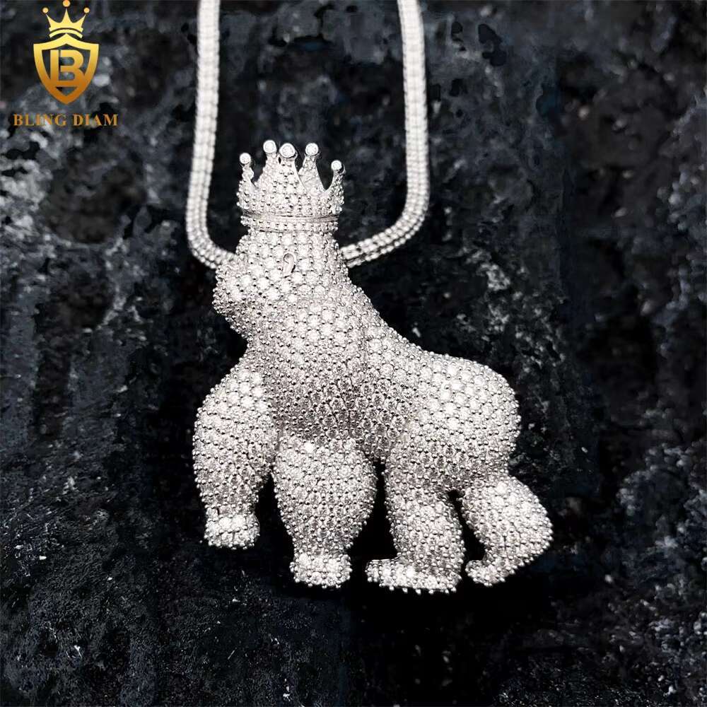 New Custom Hip Hop Necklace 925 Sterling Silver Moissanite Animal Charms Diamond Iced Out Pendant