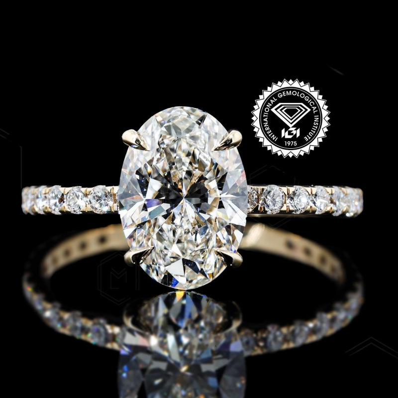 Custom Gia Igi Certified Cvd Hpht Lab Grown Created Diamond 14k 18k Solid Gold Engagement Ring 2 3 Ct Jewelry for Women