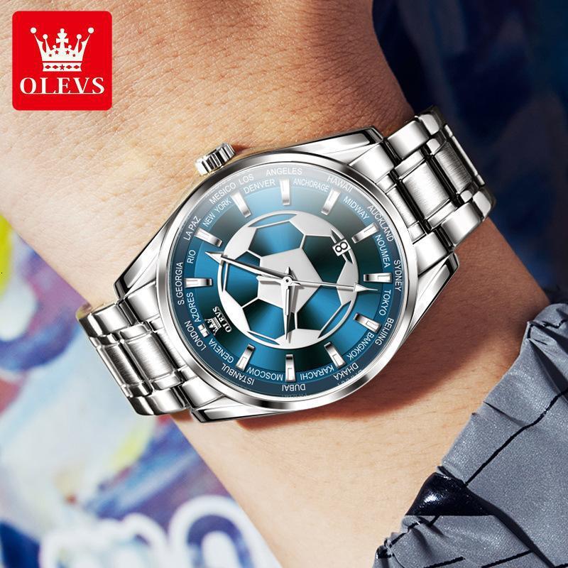 OLEVS Luxury Outdoor Dropshipping Single Calendar Football Pattern Design Quartz Watch Men's Watch Designer Watch Free Delivery Wholesale