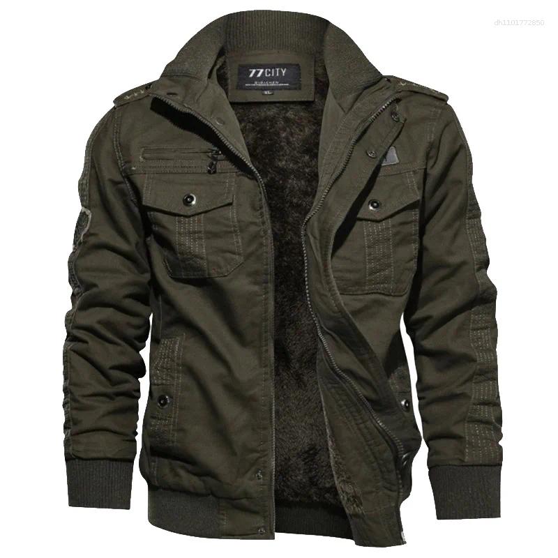 Men's Jackets Business Casual Man Winter Fleece Tactical Jacket Embroidery Windproof Multiple Pockets Outdoor Workwear Coat