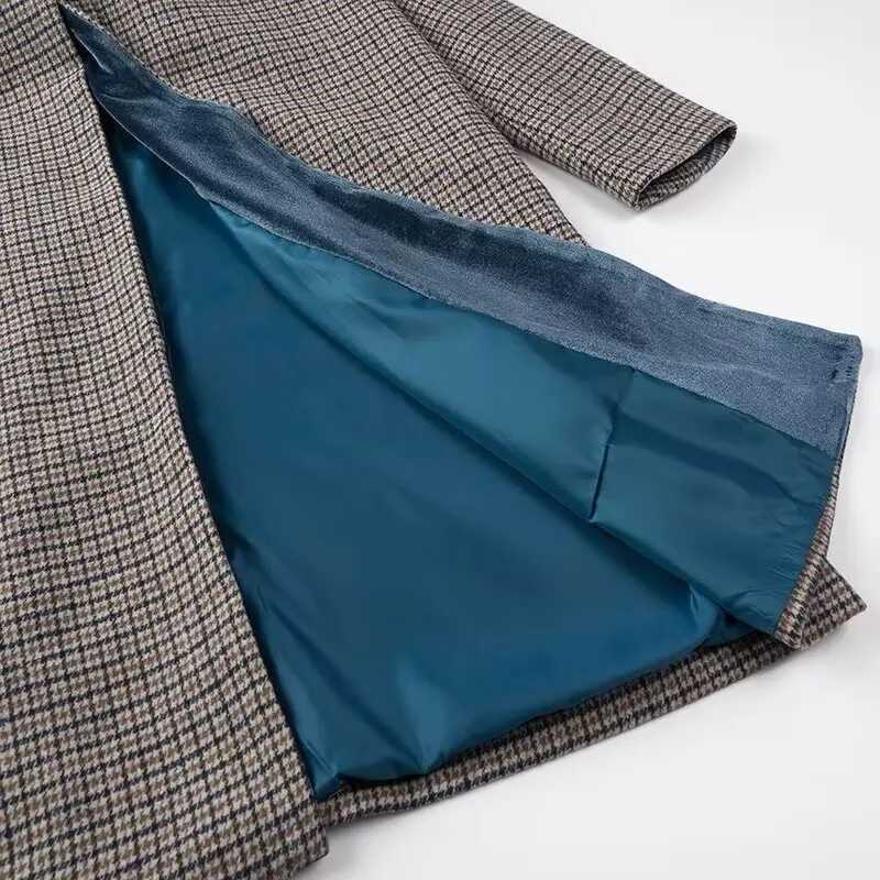 Autumn new womens clothing fashionable temperament versatile casual long plaid woolen coat J251124