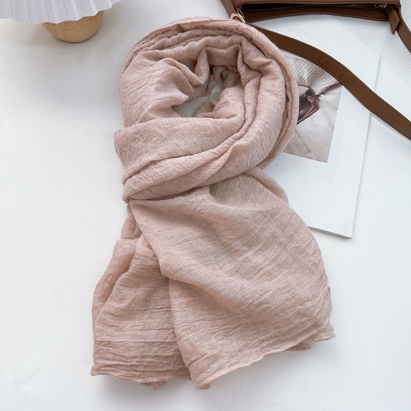 K506 Solid color cotton and linen tie-dyed scarf for women thin 2024 spring and autumn new pure color retro cotton soft silk scarf shawl versatile