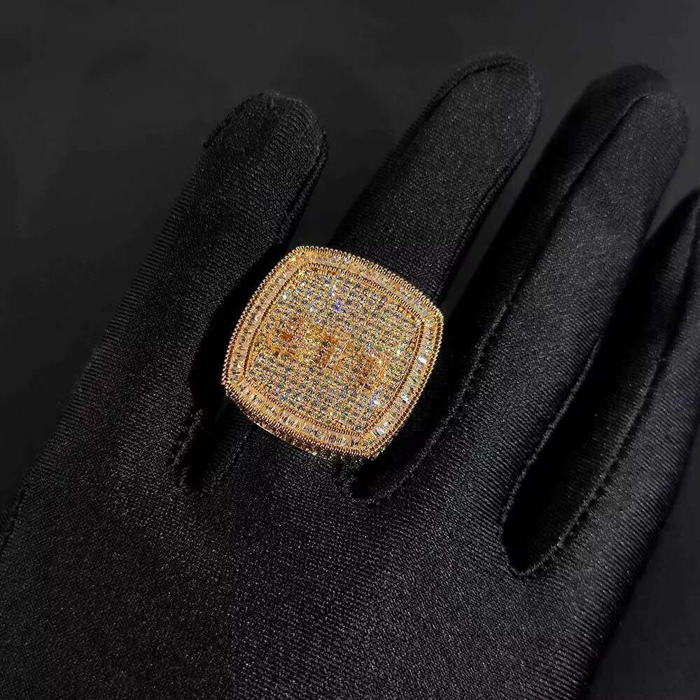 Customized DIY Letter Hip Hop Ring Fashion Brand Personalized Copper Set Zircon Ring for Mens Ring