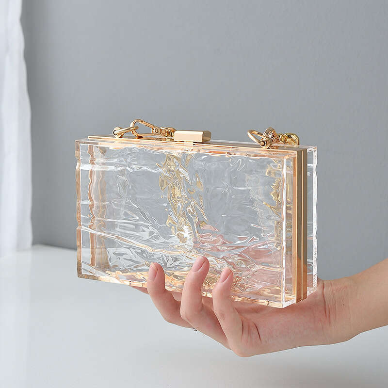 Dinner Bag New Ice Cracked Acrylic Transparent Popular Dinner Fashion Versatile Handheld Bag Female KQ