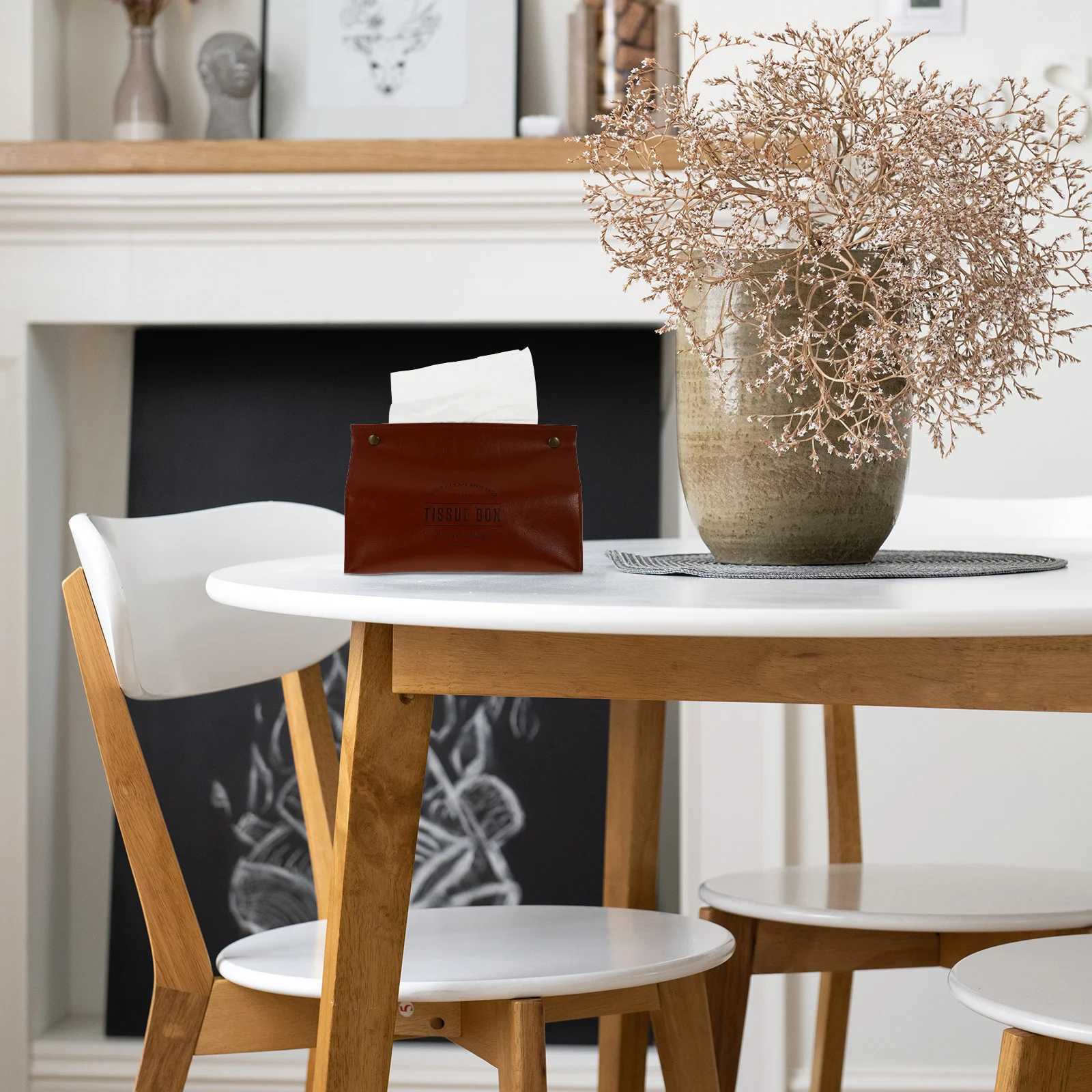 1Pcs Retro Tissue Storage Box Napkin Holder Desktop Bag Simple Style for Home Office Tissue Storage BagM251124
